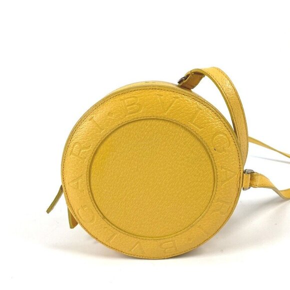 BVLGARI Round shape B-ZERO1 Round Pochette bag Shoulder Bag Leather yellow